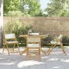 vidaXL 4 Piece Folding Bistro Chairs with Cream White Cushions Bamboo