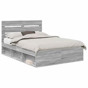 vidaXL Bed Frame Grey Sonoma 140 x 200 cm Solid Pine Wood