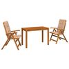 vidaXL 3-Piece Garden Dining Set Natural Solid Acacia Wood