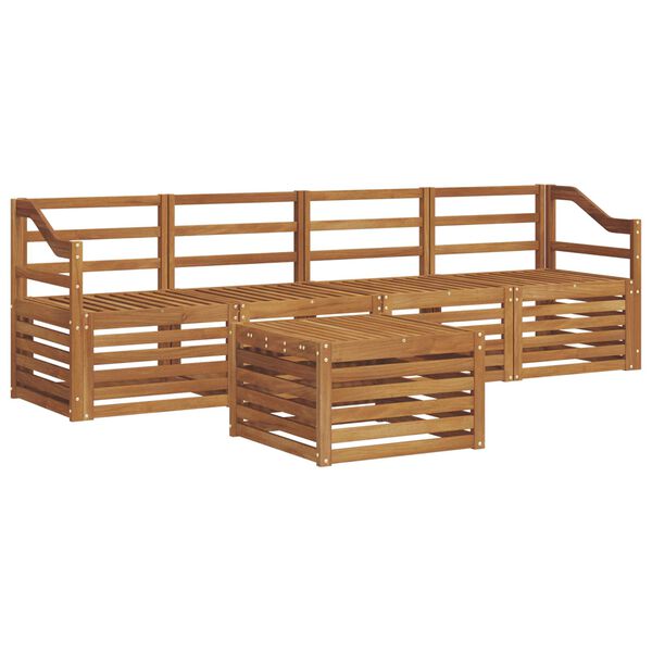 vidaXL Sofa Sets 5 pcs Natural Solid Acacia Wood
