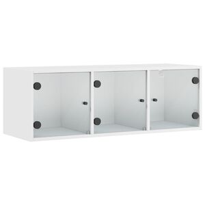 vidaXL Wall Cabinet with Glass Doors White 102x37x35 cm