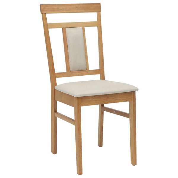 vidaXL Dining Chair 2 pcs Natural and Light Solid Rubber Wood