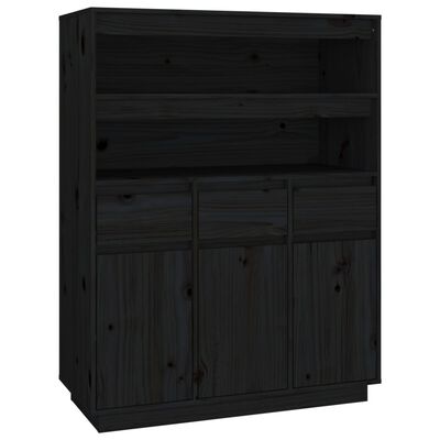 vidaXL Highboard Black 89x40x116.5 cm Solid Wood Pine