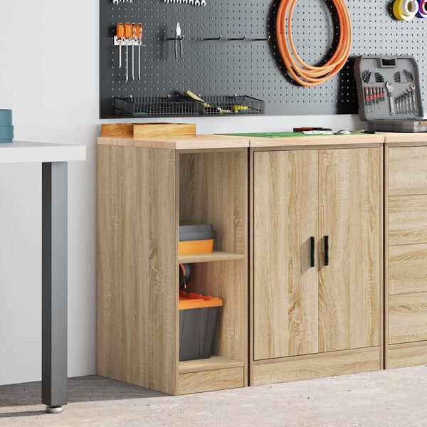 vidaXL Garage Storage Cabinet Sonoma Oak 30x51x85 cm Solid Wood Pine