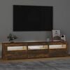 vidaXL TV Cabinet with LED Lights Smoked Oak 180x35x40 cm