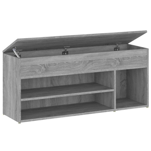 vidaXL Shoe Bench Grey Sonoma 105x30x45 cm Engineered Wood