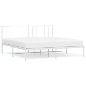 vidaXL Metal Bed Frame without Mattress with Headboard White 180x200cm
