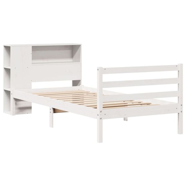vidaXL Bookcase Bed without Mattress White 90x190 cm Single Solid Wood Pine