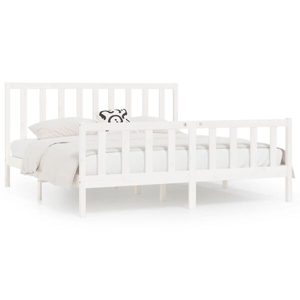 vidaXL Bed Frame without Mattress White 200x200 cm Solid Wood