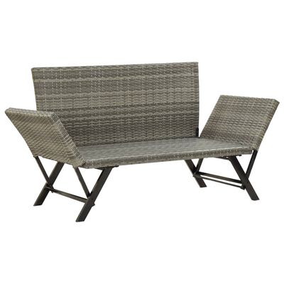 vidaXL Garden Bench with Cushions Grey 176 cm Poly Rattan