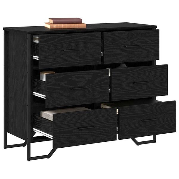 vidaXL Chest of Drawers 2 pcs Black Oak 91 x 35.5 x 74.5 cm