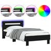 vidaXL Bed Frame without Mattress with LED Lights Black 75x190 cm Small Single