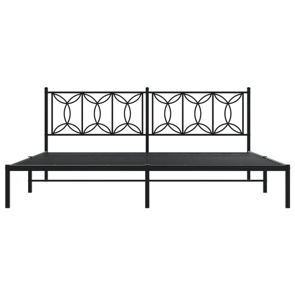 vidaXL Metal Bed Frame without Mattress with Headboard Black 193x203cm