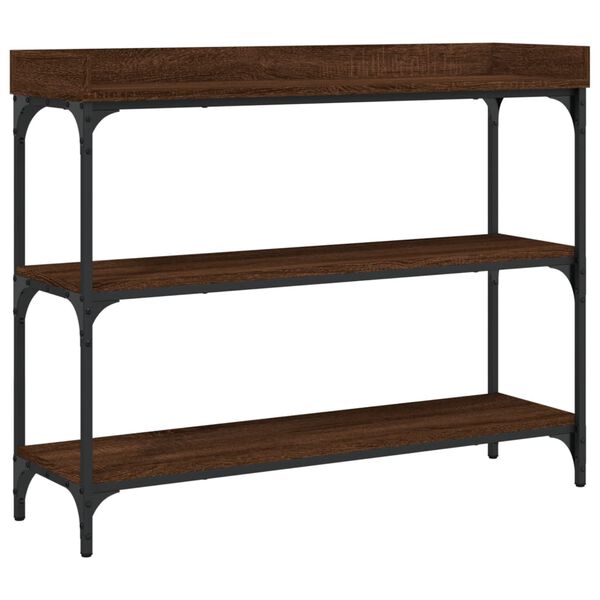 vidaXL Console Table with Shelves Brown Oak 100x30x80 cm