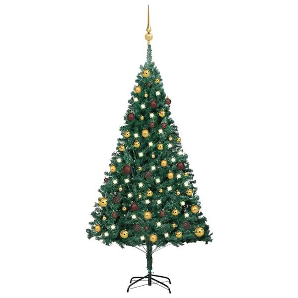 vidaXL Artificial Pre-lit Christmas Tree with Ball Set Green 150 cm PVC