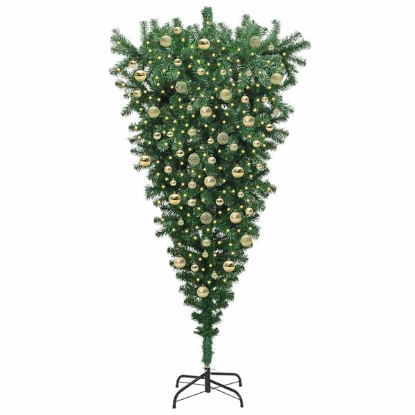 vidaXL Upside-down Artificial Pre-lit Christmas Tree with Ball Set