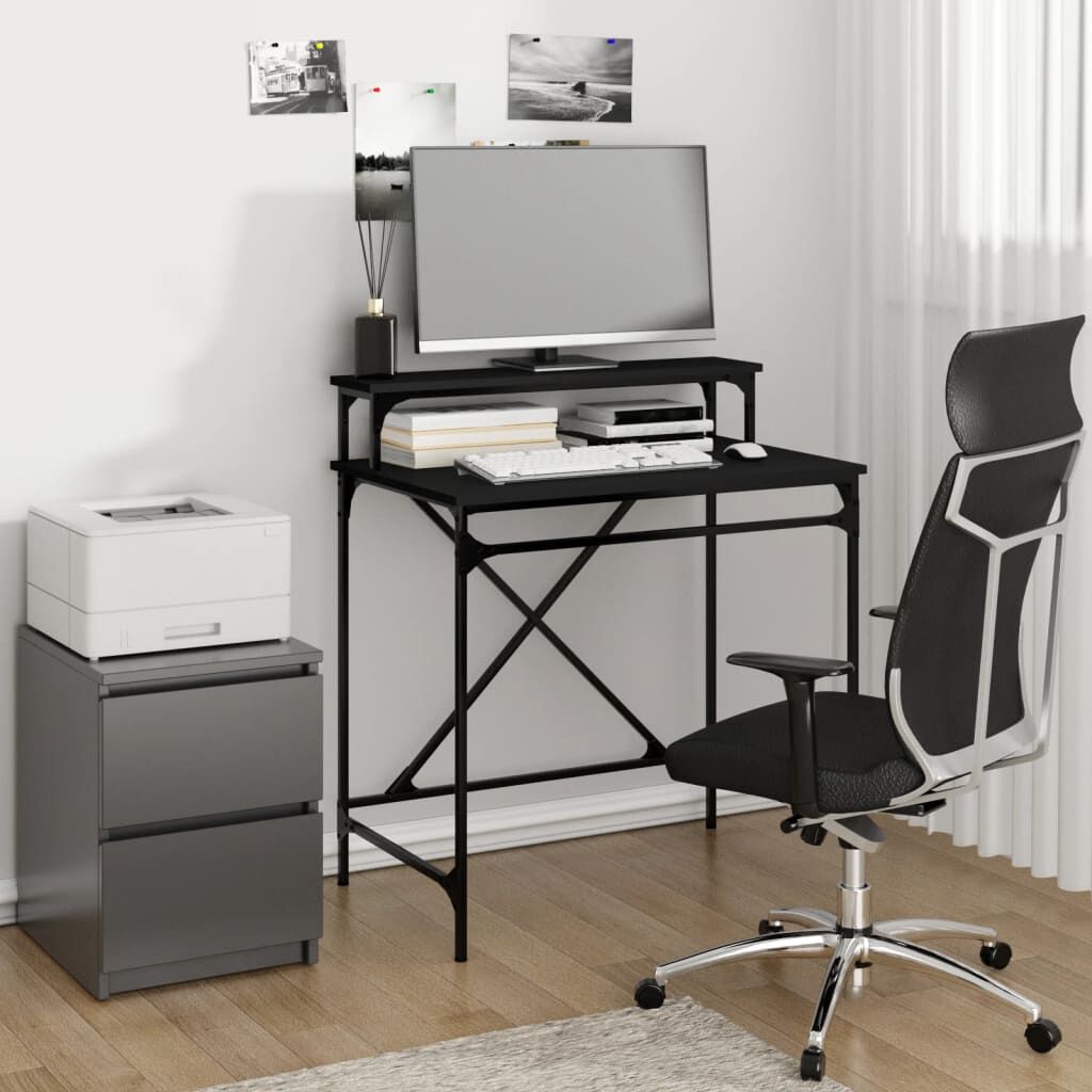 Glass computer desk shop with printer shelf