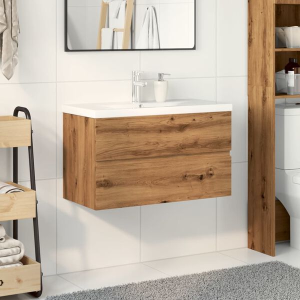 vidaXL Sink Cabinet with Built-in Basin Artisan Oak
