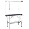vidaXL Adjustable Dog Grooming Table with 2 Loops and Basket