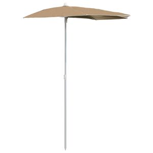 vidaXL Garden Half Parasol with Pole 180x90 cm Taupe