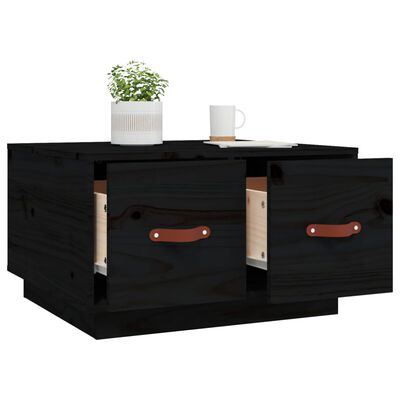 vidaXL Coffee Table Black 60x53x35 cm Solid Wood Pine