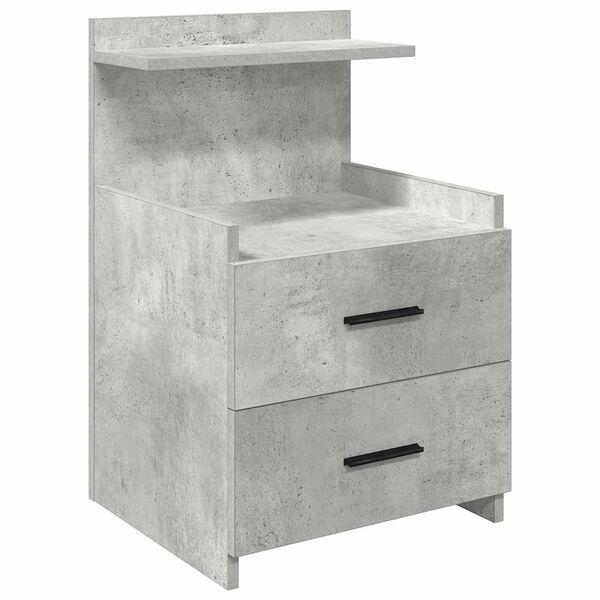vidaXL Bedside Cabinet with 2 Drawers Concrete Grey 40x36.5x62 cm