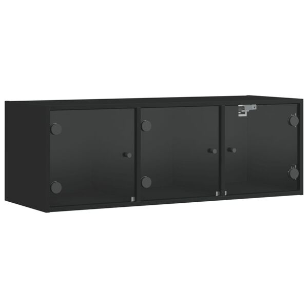 vidaXL Wall Cabinet with Glass Doors Black 102x37x35 cm