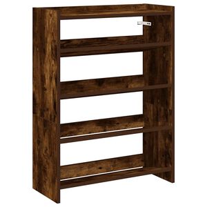 vidaXL Shoe Rack Smoked Oak 60x25x81 cm Engineered Wood