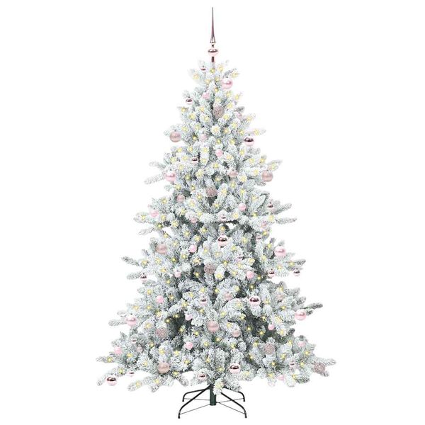 vidaXL Artificial Hinged Christmas Tree White 210 cm PVC and Steel