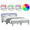 vidaXL Bed Frame with LED without Mattress Concrete Grey 120x190 cm Small Double
