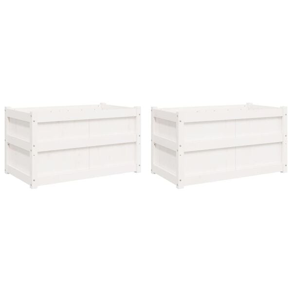 vidaXL Garden Planters 2 pcs White Solid Wood Pine