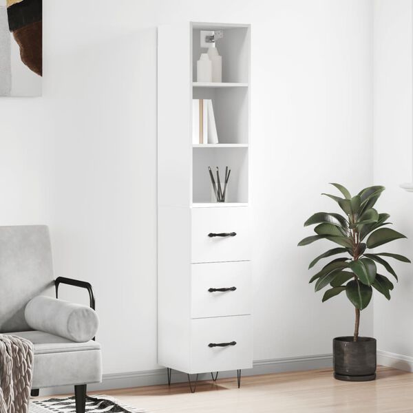 vidaXL Highboard White 34.5x34x180 cm Engineered Wood