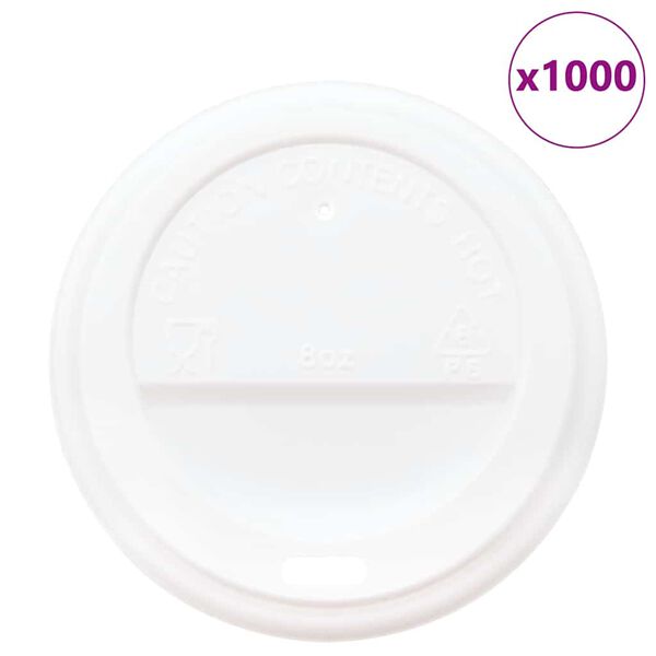 vidaXL Paper Coffee Cup Lids Ø80 mm 8oz 1000 pcs White Plastic