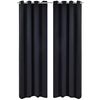 2 pcs Black Blackout Curtains with Metal Rings 135 x 245 cm