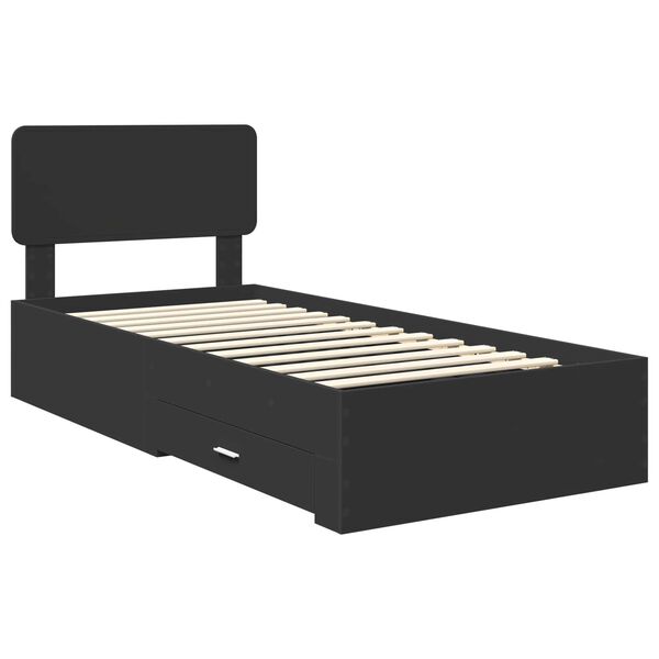 vidaXL Bed Frame with Headboard Black 100 x 200 cm Engineered Wood