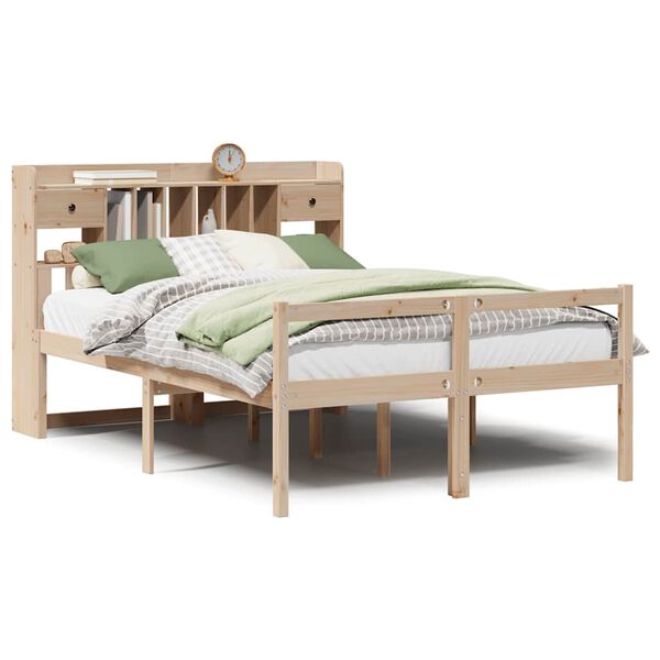 vidaXL Bookcase Bed without Mattress 140x190 cm Solid Wood Pine
