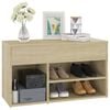 vidaXL Shoe Bench Sonoma Oak 80x30x45 cm Engineered Wood