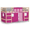 vidaXL Kids' Loft Bed with Curtains without Mattress Pink 80x200cm