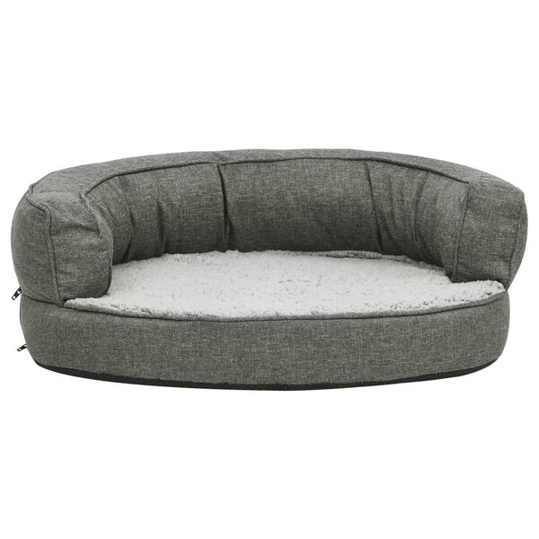 vidaXL Ergonomic Dog Bed Mattress 60x42 cm Linen Look Fleece Grey