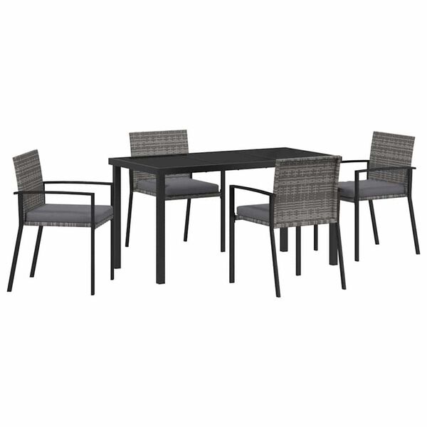 vidaXL Garden Dining Set 5 pcs Grey Powder-Coated Steel