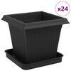 vidaXL Plant Pots 24 pcs Black 16 x 16 x 14 cm Plastic