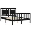 vidaXL Bed Frame without Mattress Black Double Solid Wood Pine