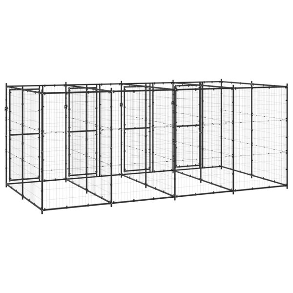 vidaXL Outdoor Dog Kennel Steel 9.68 m&sup2;