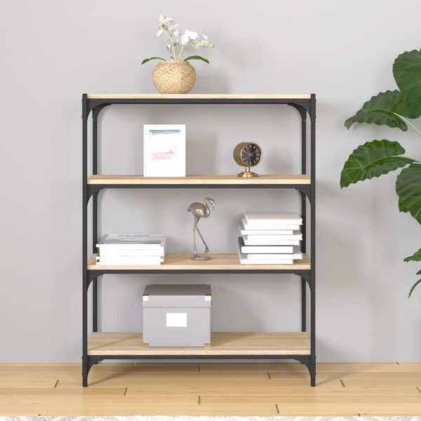 vidaXL Book Cabinet Sonoma Oak 80x33x100 cm Engineered Wood and Steel