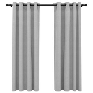 vidaXL Linen-Look Blackout Curtains with Grommets 2pcs Grey 140x175cm