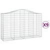 vidaXL Arched Gabion Baskets 9 pcs 200x50x120/140 cm Galvanised Iron