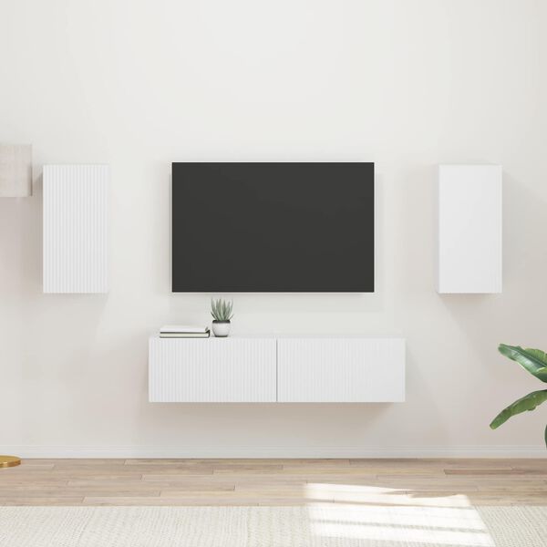 vidaXL TV Cabinet Set 4 pcs White Engineered Wood