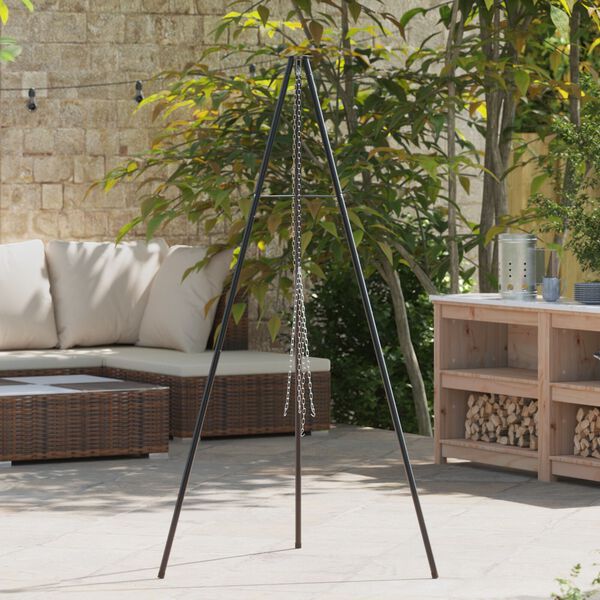 vidaXL Campfire Tripod Black 92 x 92 x 171.5 cm Steel