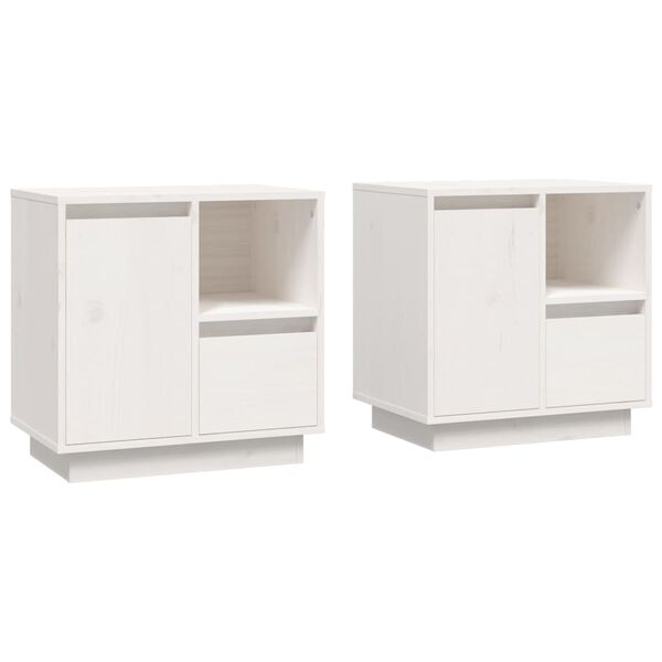 vidaXL Bedside Cabinets 2 pcs White 50x34x50 cm Solid Wood Pine