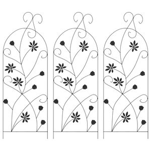 vidaXL Garden Fence 3 pcs Black 112 x 39.5 cm Steel
